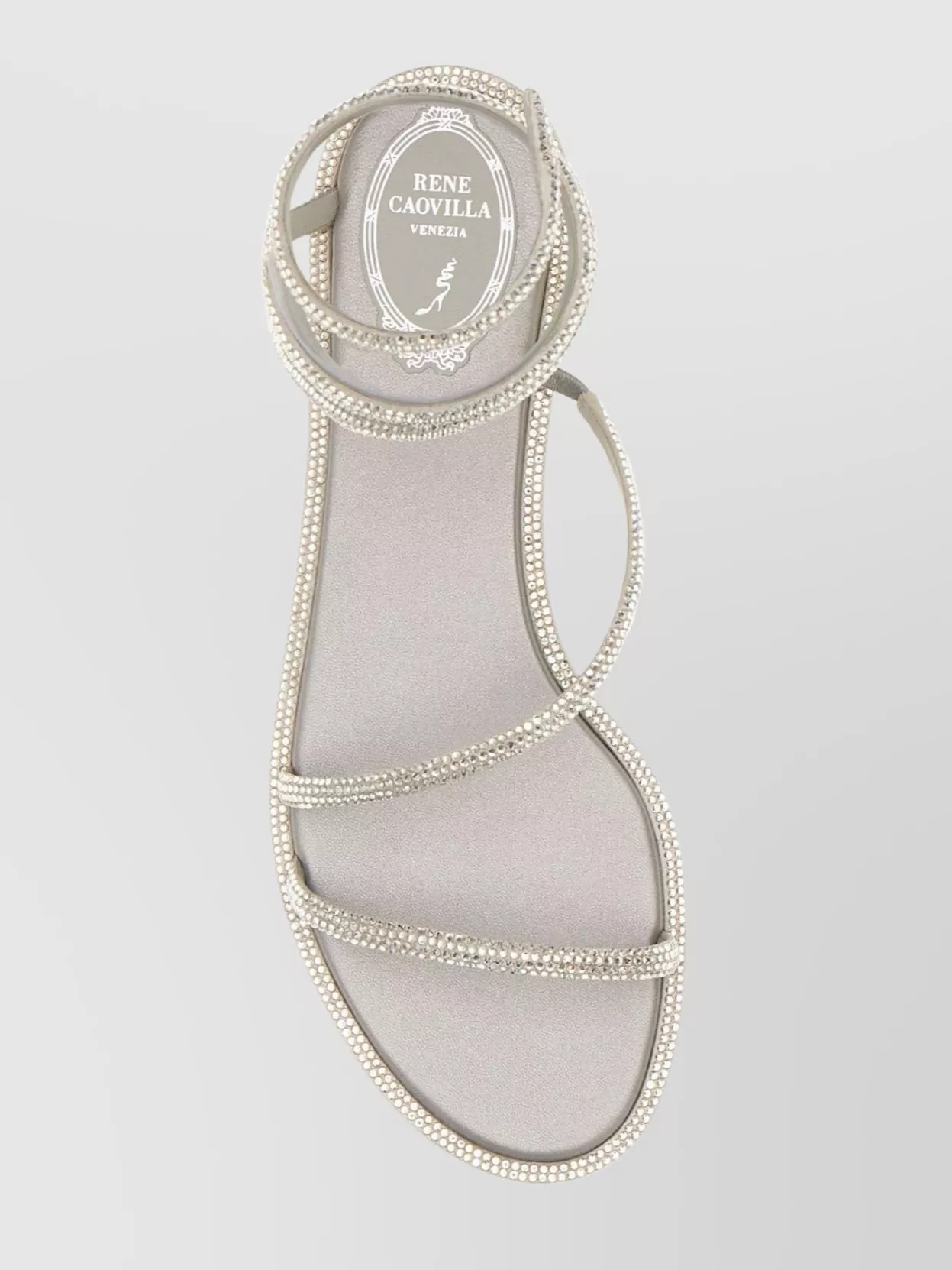 René Caovilla Rhinestone-covered Ankle Wrap Sandals