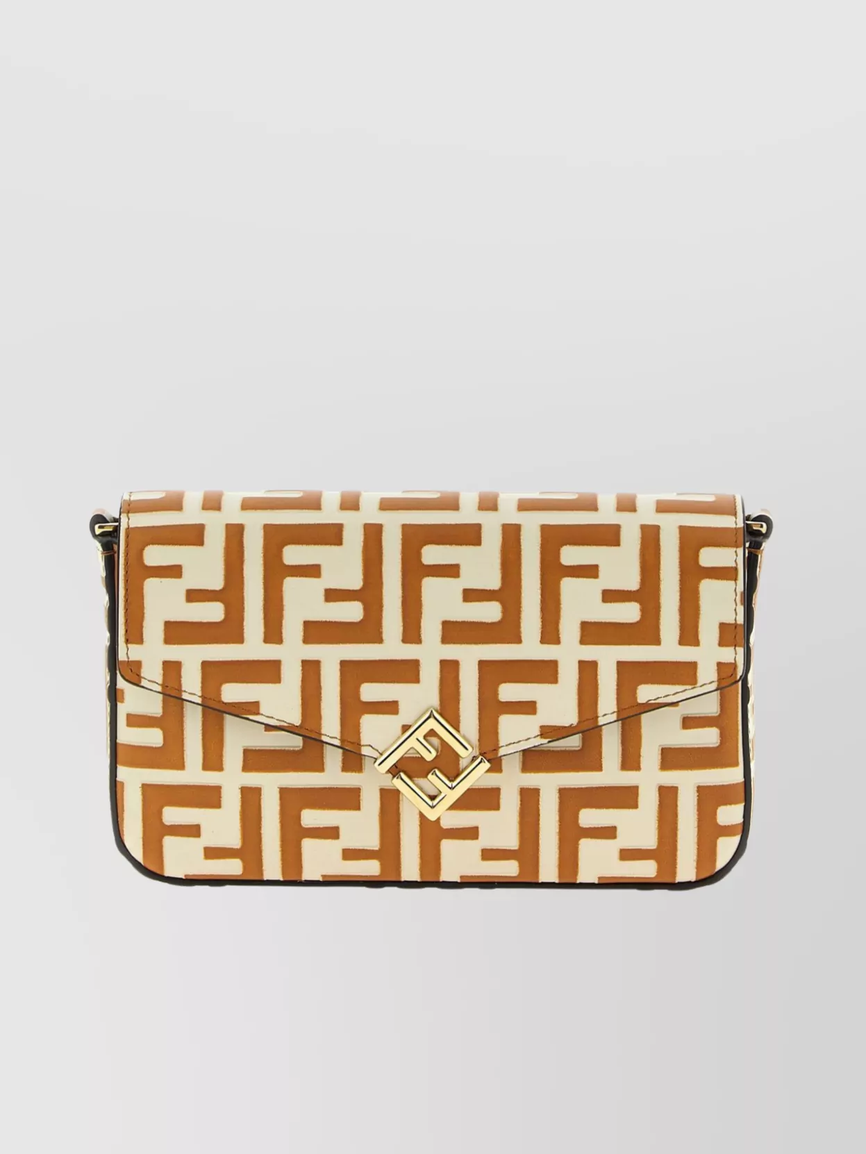Fendi Chain Strap Diamond Wallet With Gold-tone Hardware
