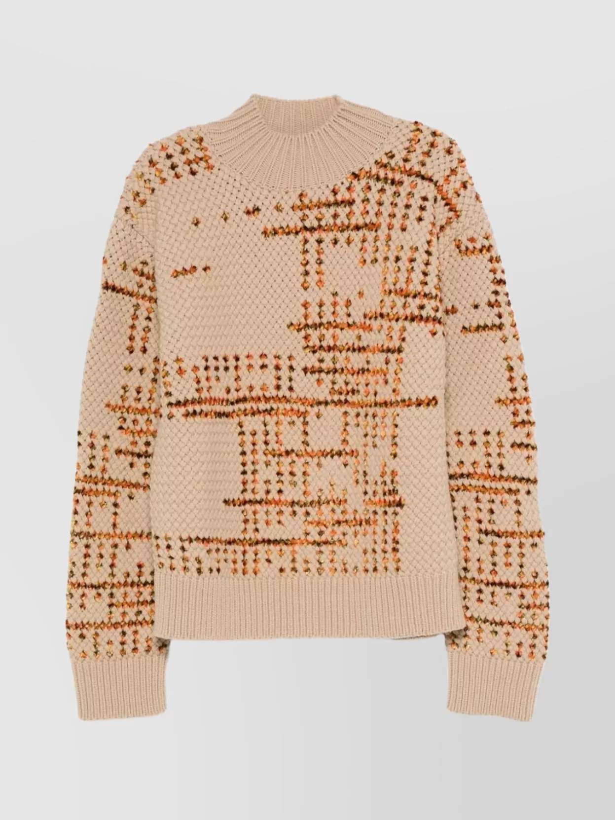 Dries Van Noten Textured Knit Turtle Neck Pullover In Neutral