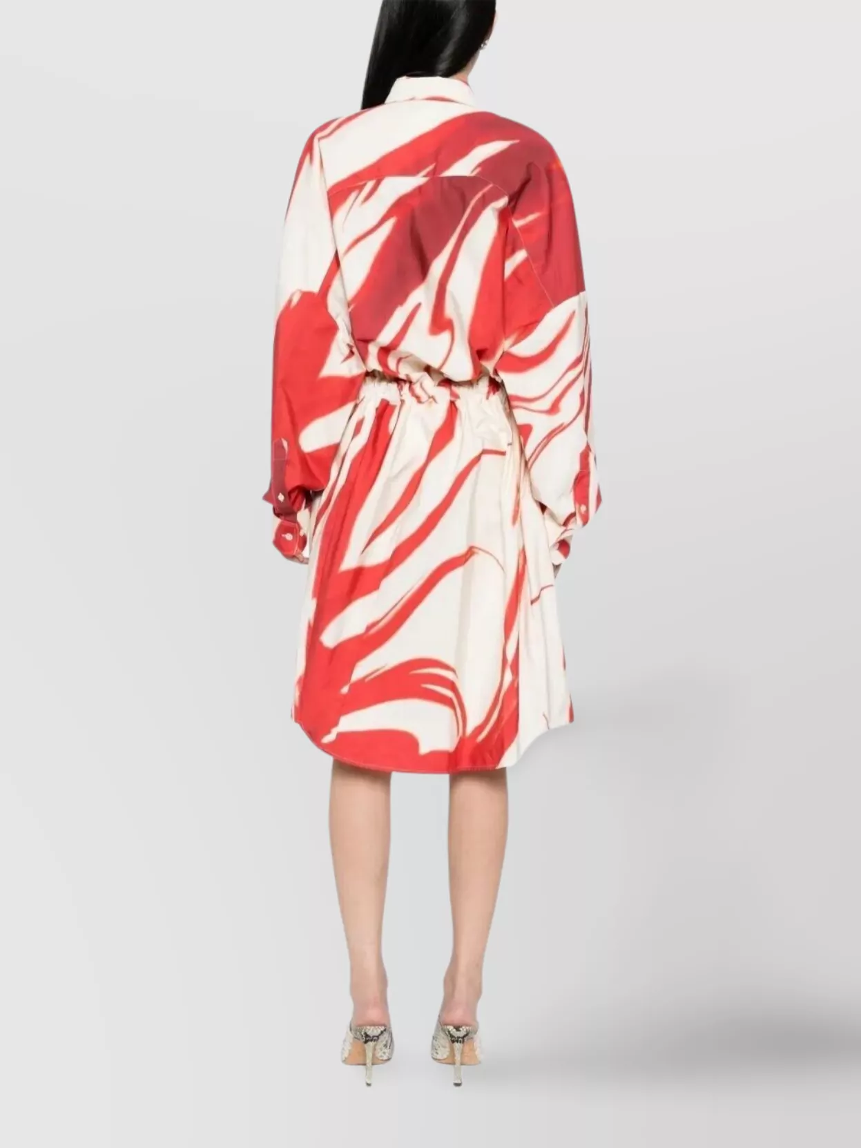 Dries Van Noten Abstract Print Shirt Dress With Belted Waist