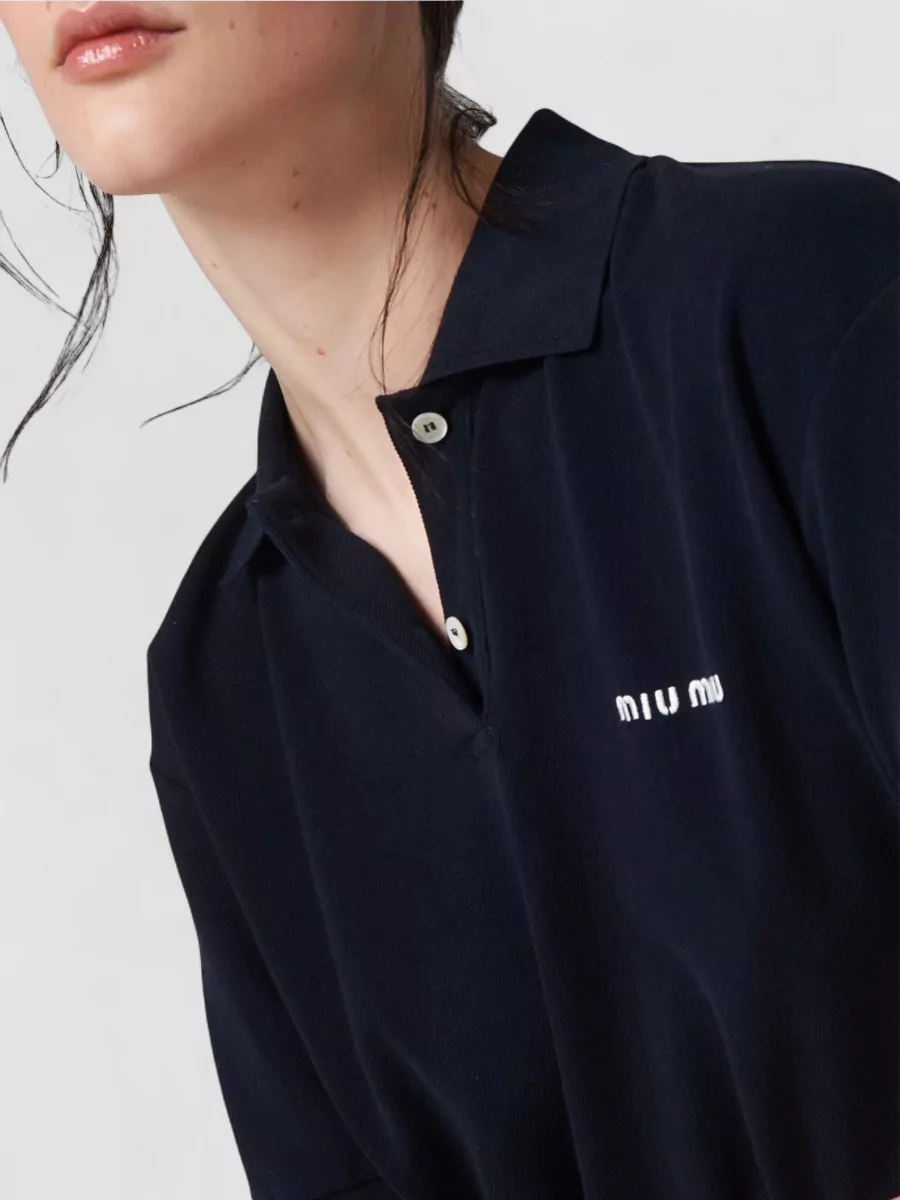Miu Miu Short Sleeve Fitted Polo Collar Top