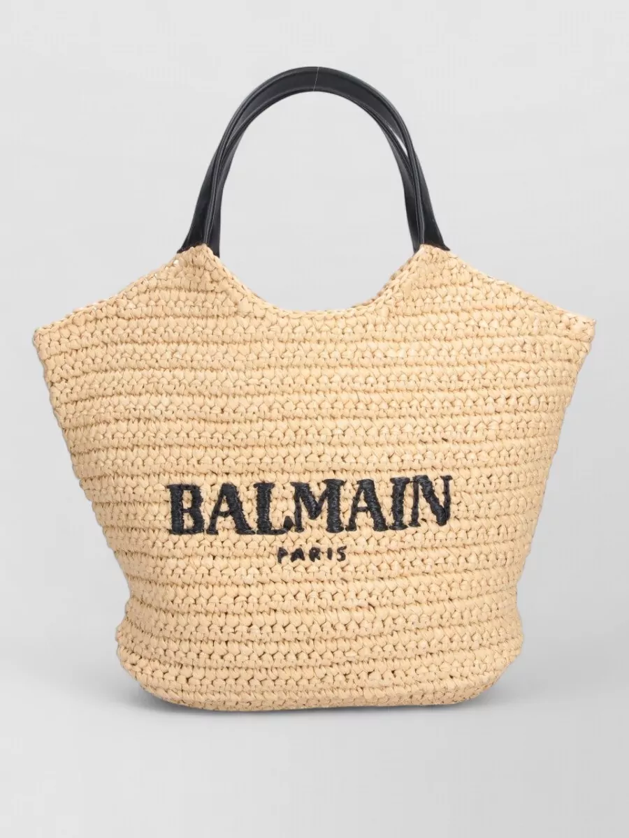 Balmain mini crochet beach bag