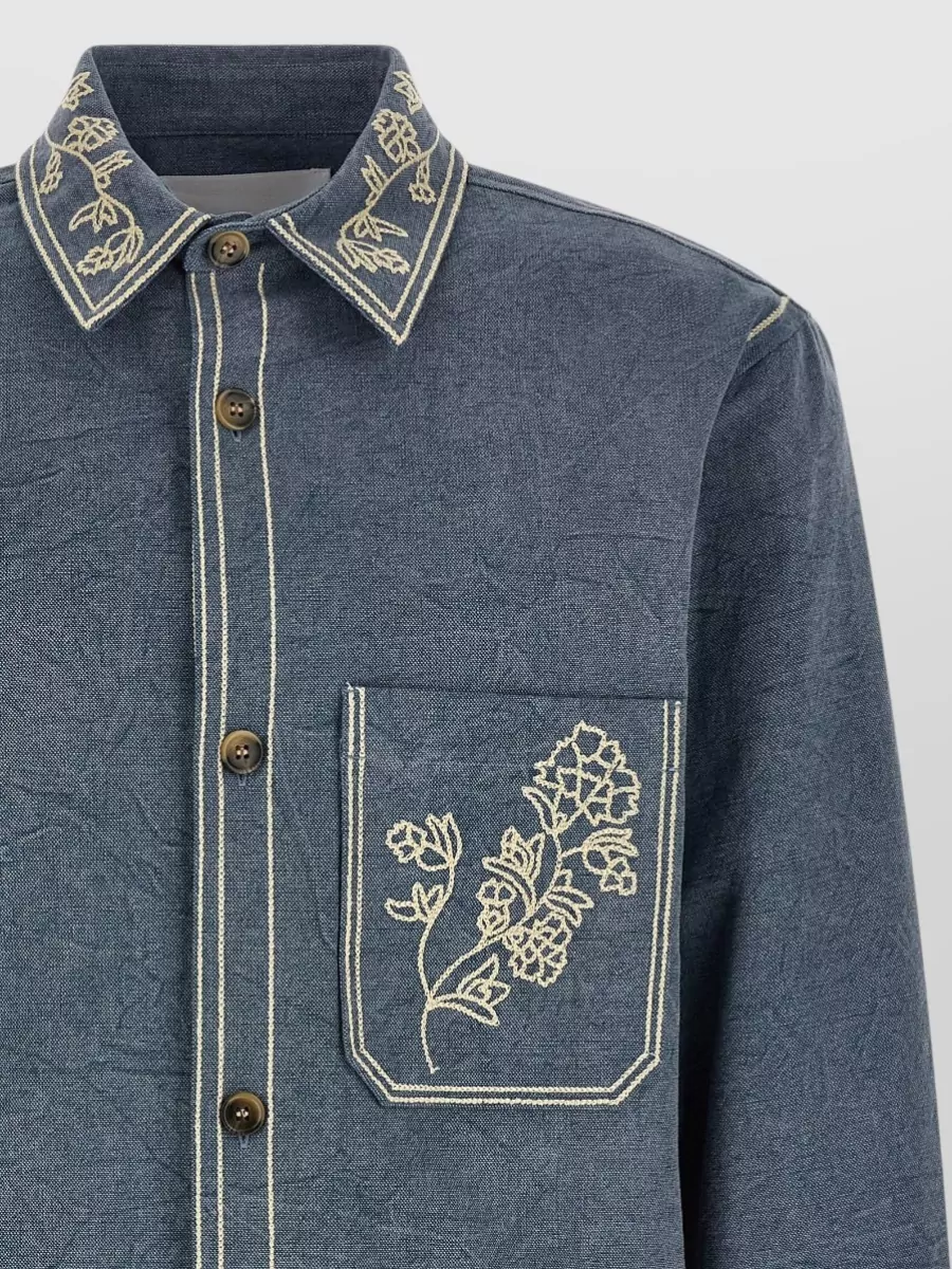 Isabel Marant Embroidered Cotton Shirt Jacket