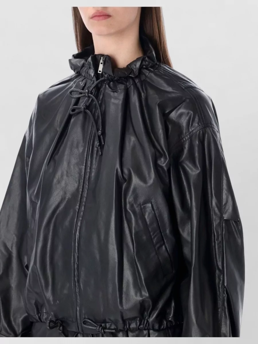 Isabel Marant Etoile Eco Leather Bomber Jacket High Collar