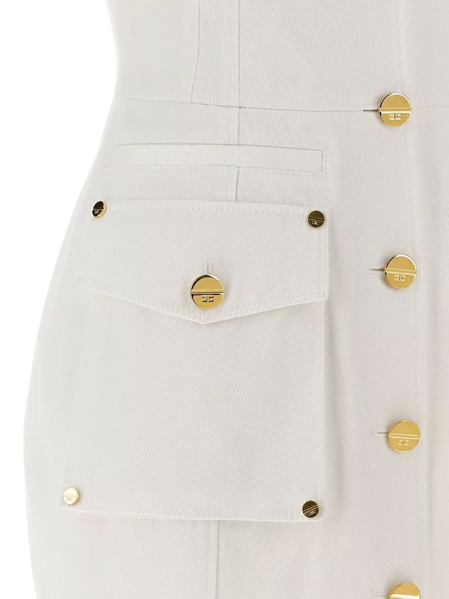 Elisabetta Franchi Double Breasted Sleeveless Dress Gold Buttons