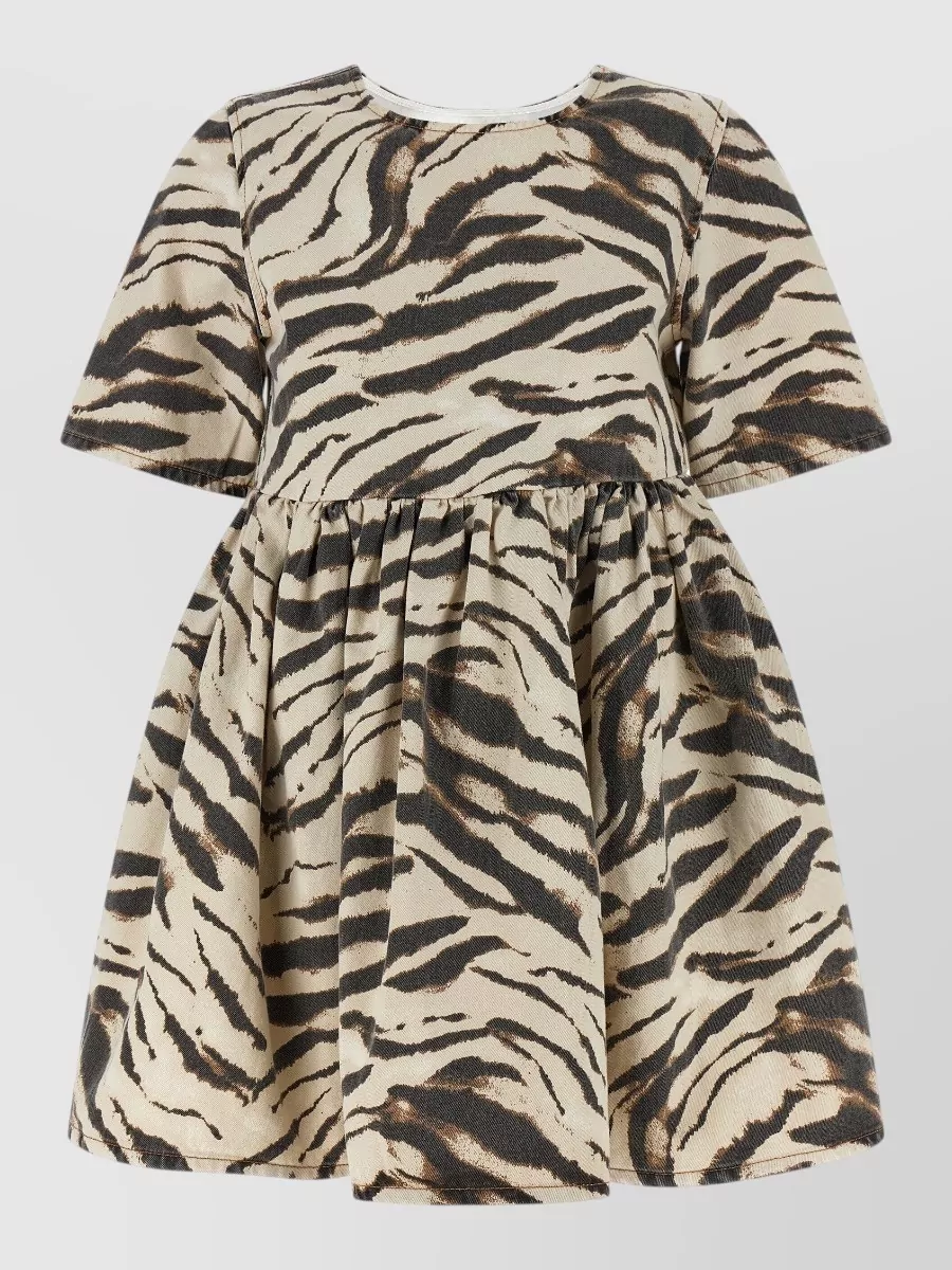 Ganni Organic cotton zebra-print mini dress