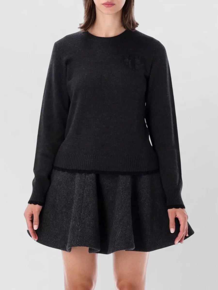 Ganni wool lace crewneck sweatshirt