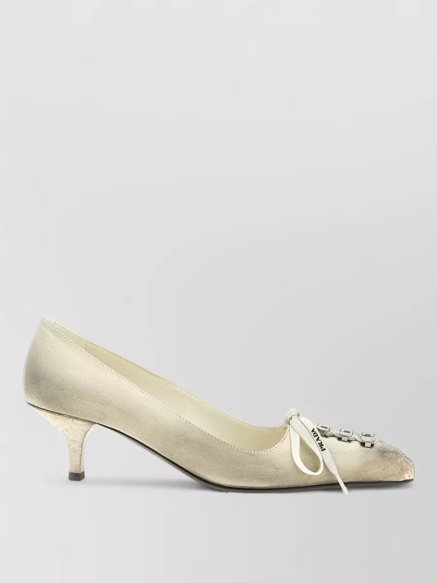 Prada Leather Lace-Up Pumps