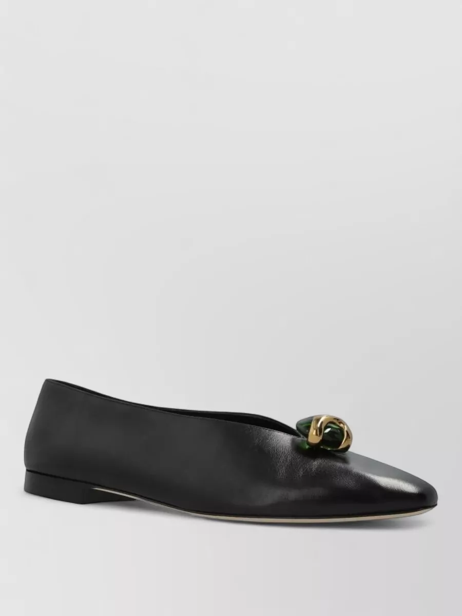 Jimmy Choo Leather Crystal-Embellished Pointed-Toe Ballet Flats