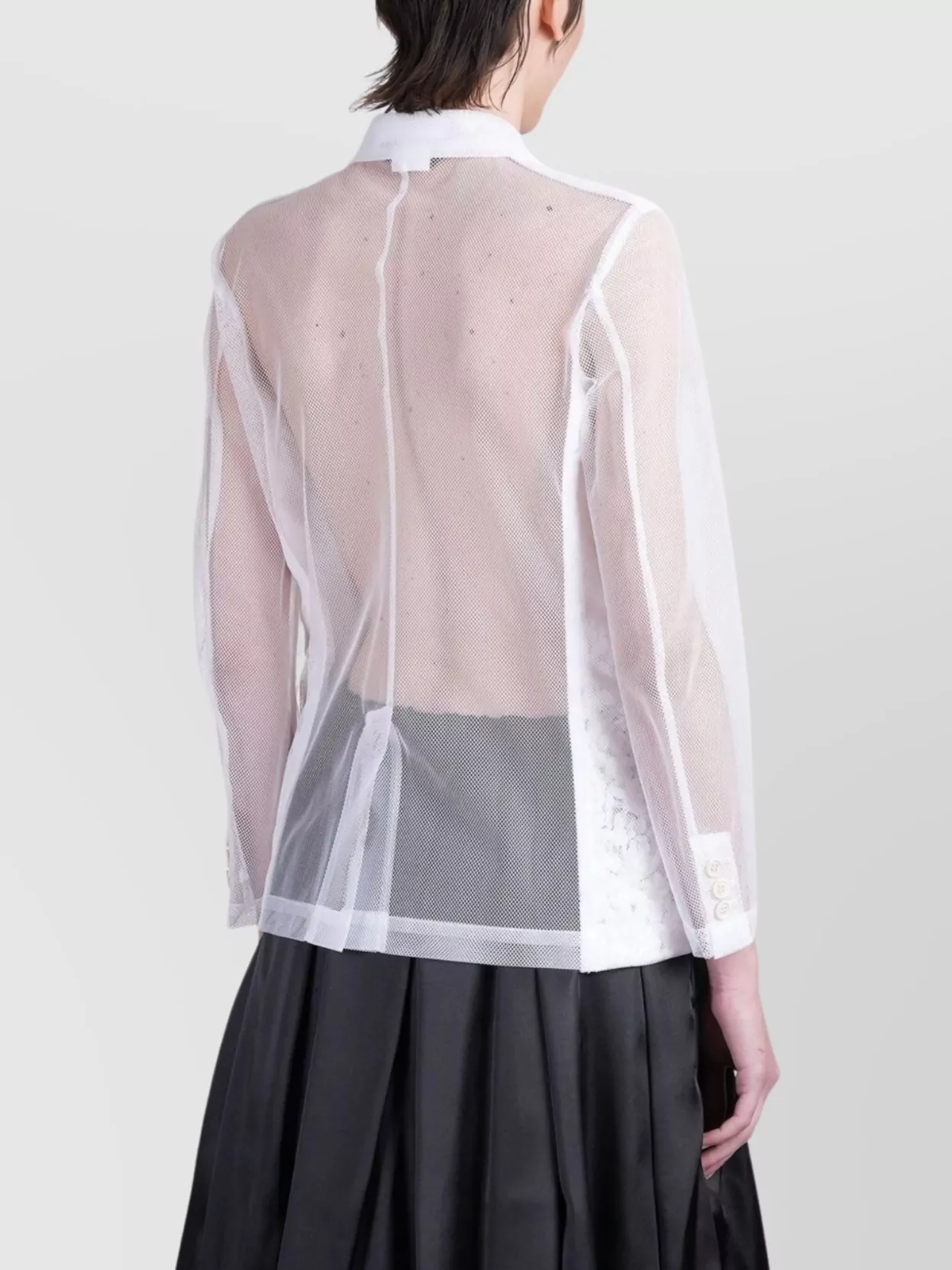 Shop Comme Des Garçons Floral Mesh Blazer Sheer Sleeves