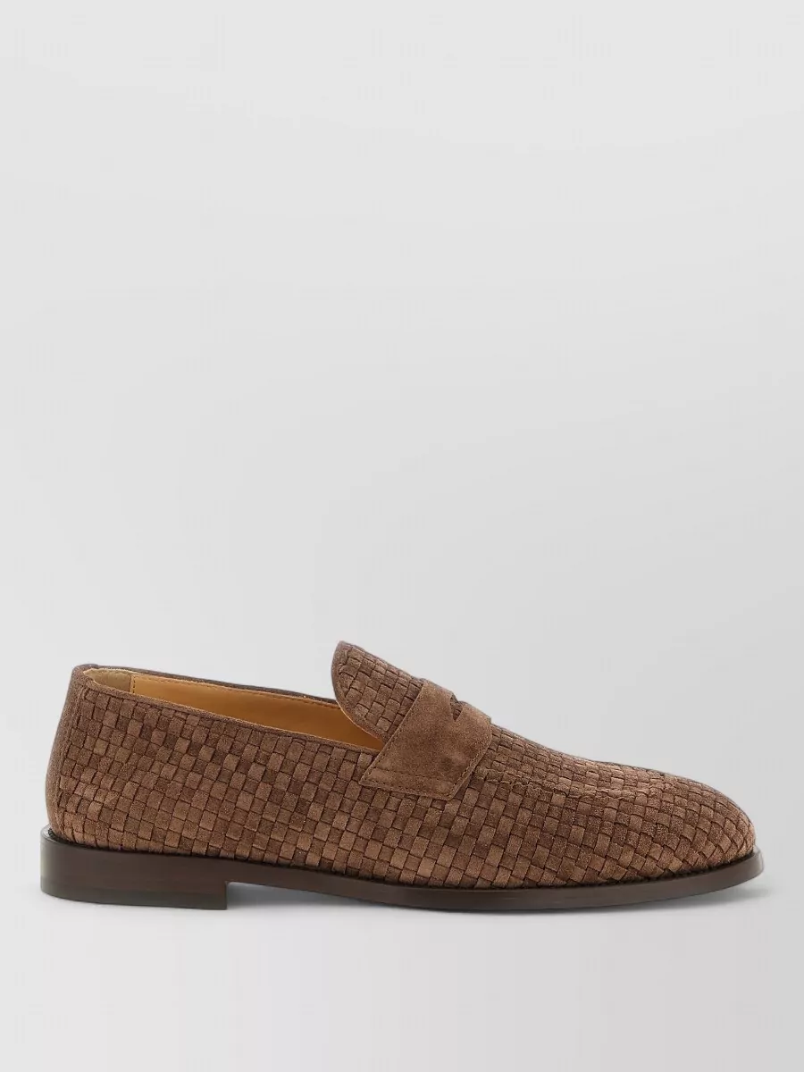 Brunello Cucinelli Penny Loafers Almond Toe Woven Texture
