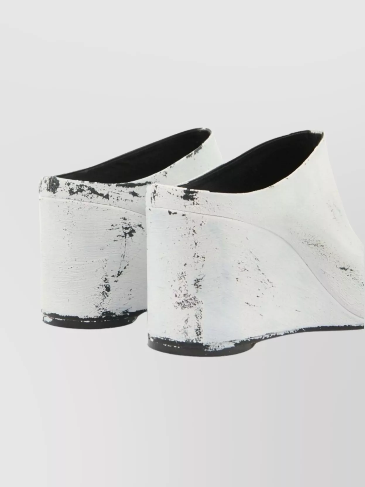 Mm6 Maison Margiela Distressed Leather Wedge Heel Slippers