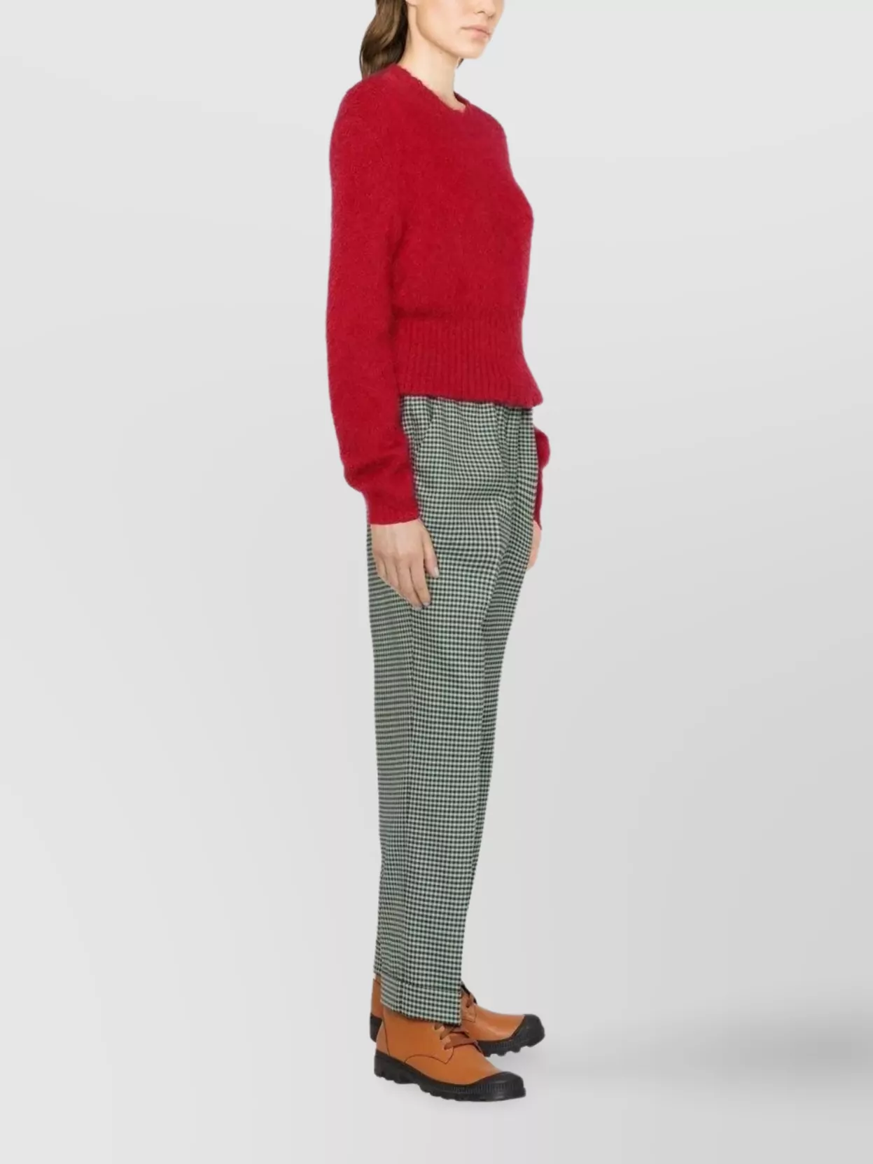 P.a.r.o.s.h Tapered Leg Fine-check Cropped Trousers
