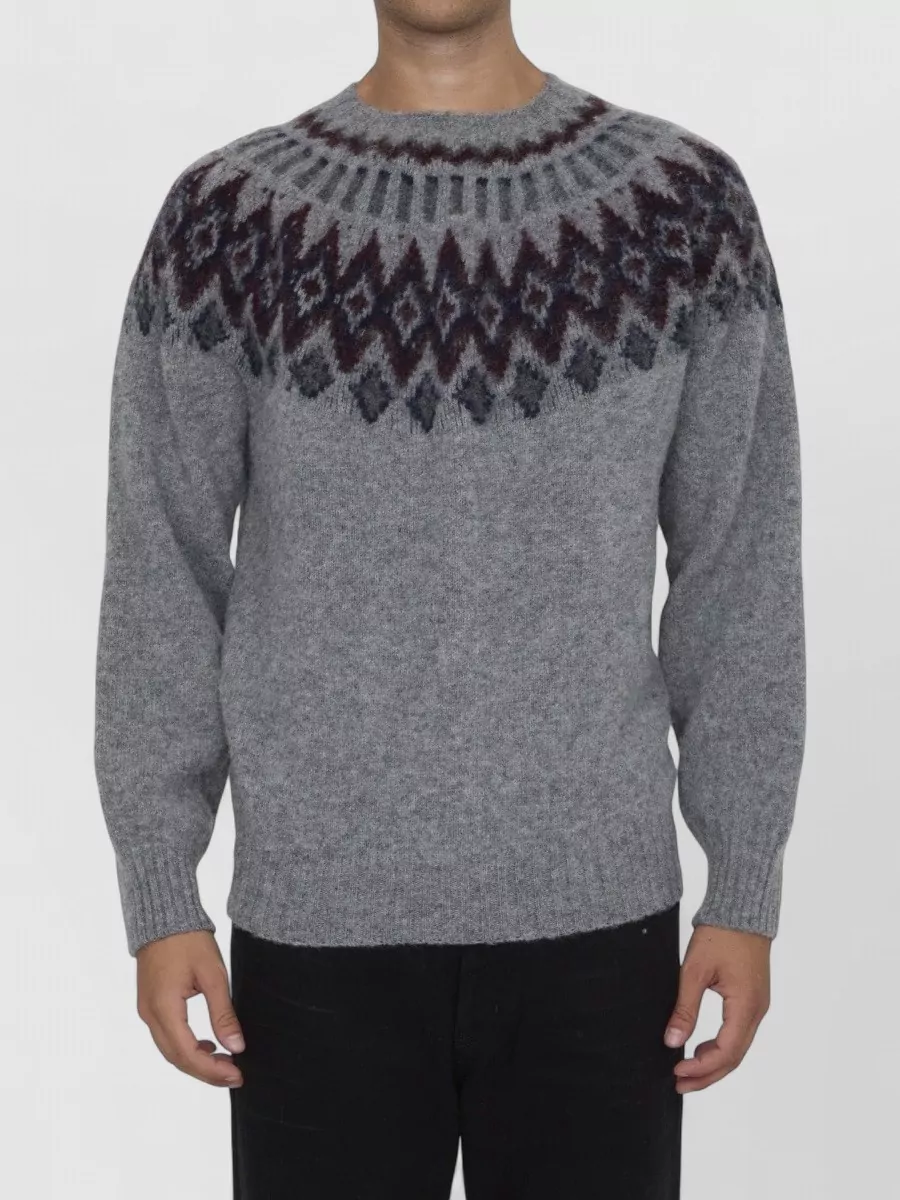 Howlin Ribbed regular-fit patterned sweater