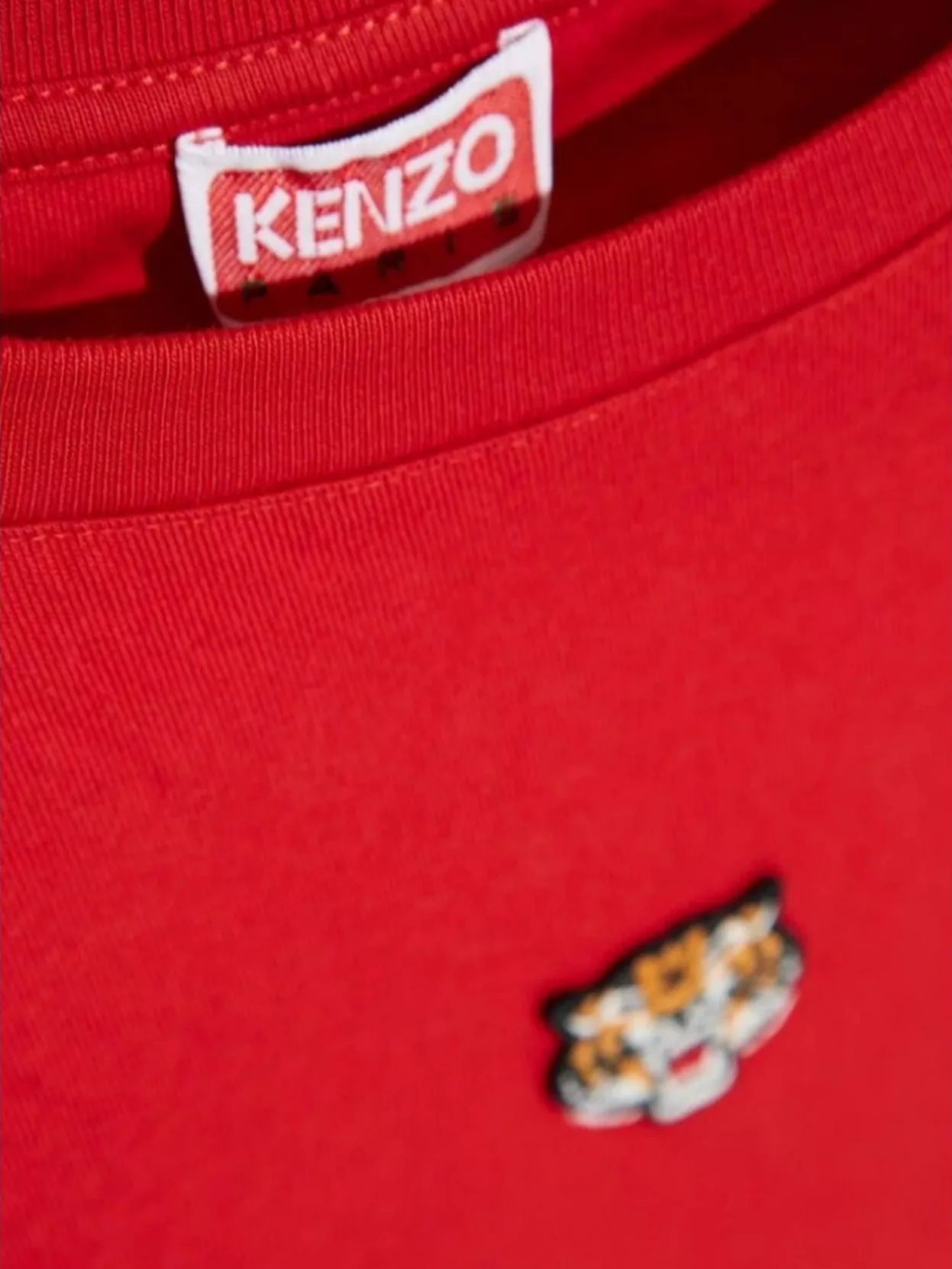 Kenzo Lucky Tiger Patch T-shirt In Red