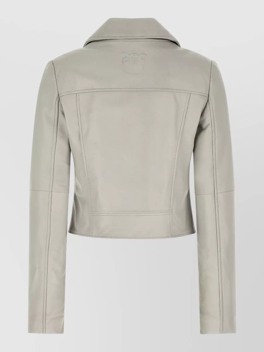 Pinko Leather Cropped Asymmetric Zip Jacket