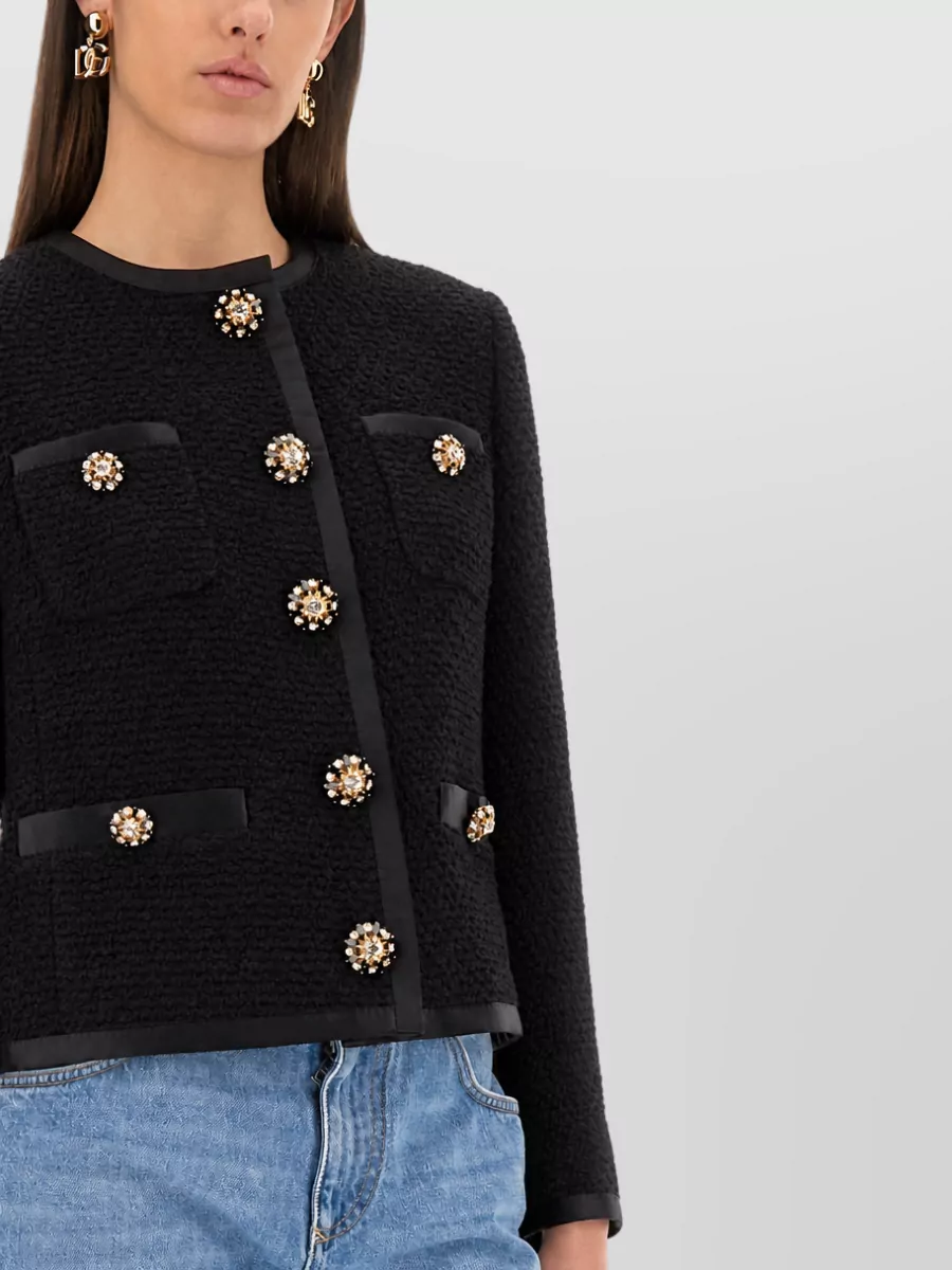 Dolce&Gabbana Wool Silk Single-Breasted Tweed Bouclé Short Jacket