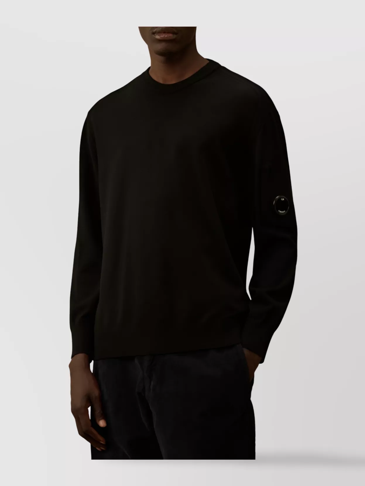 C.p. Company Merino Wool Crewneck Sweater Featuring Pockets
