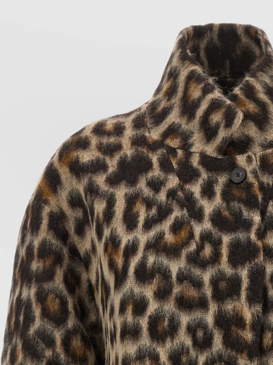 Alberto Biani Wool Animal-Print Oversized Jacket