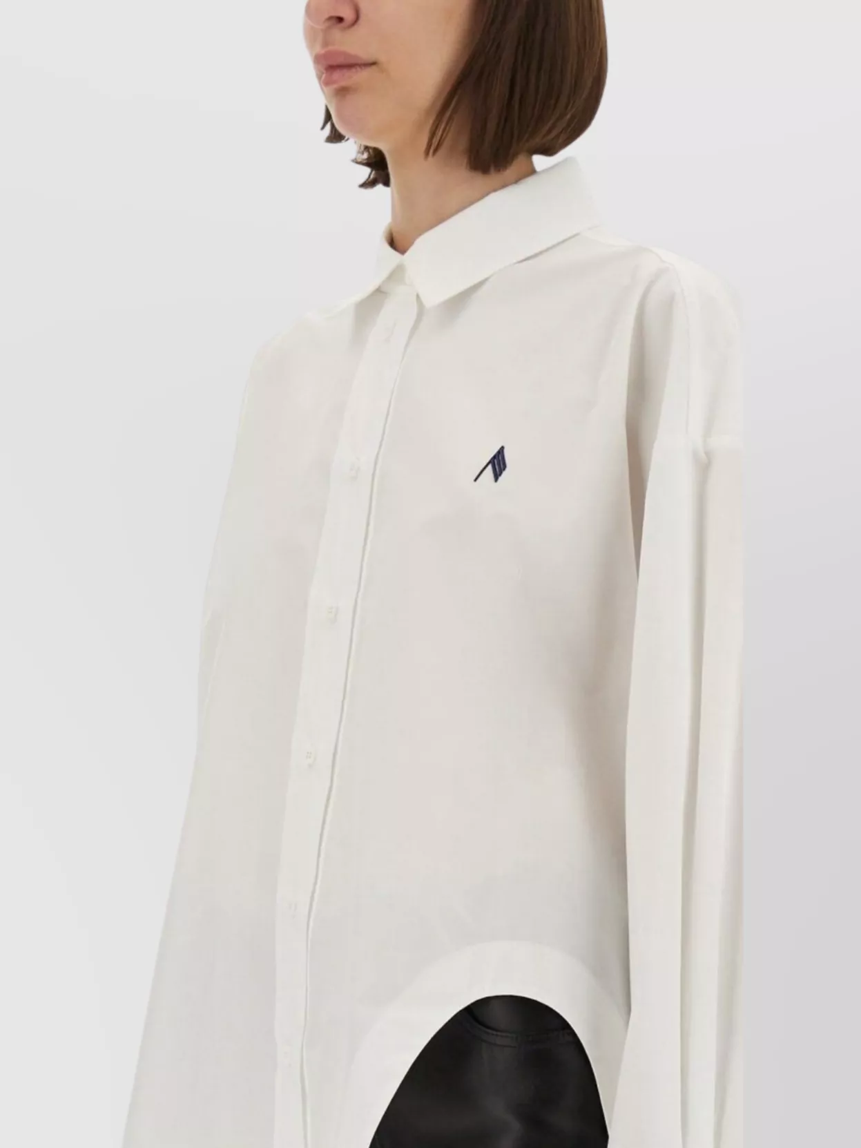 The Attico "Diana" Long Sleeves Curved Hem Shirt