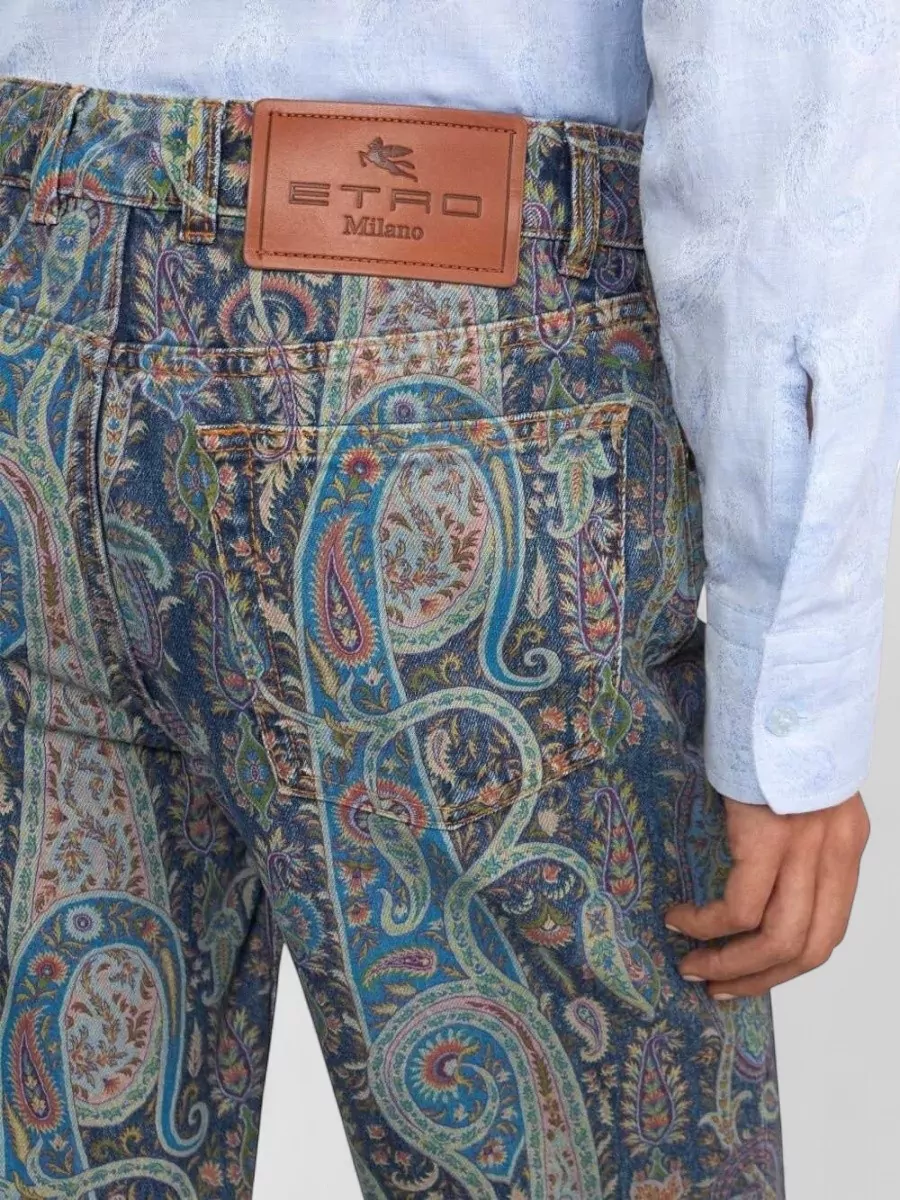 Etro Paisley Floral-Print Flared Jeans