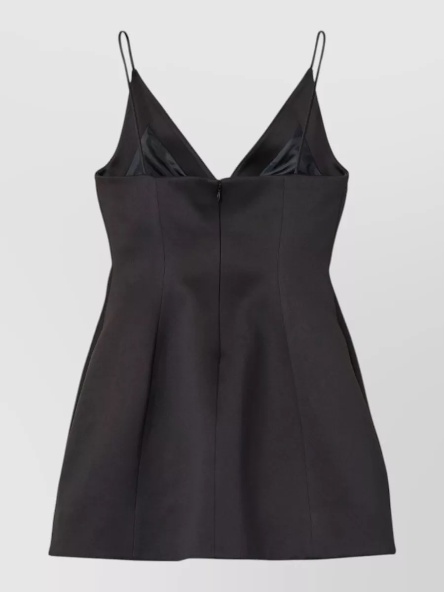 Marc Jacobs Satin V-Neck Sleeveless Flared Mini Dress