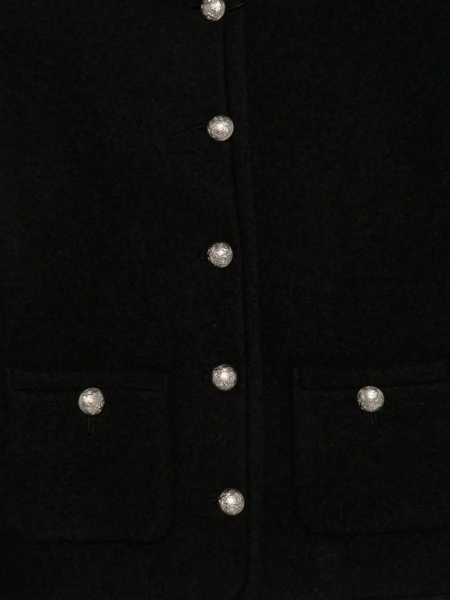 Dunst Wool Tweed Collarless Single-Breasted Coat