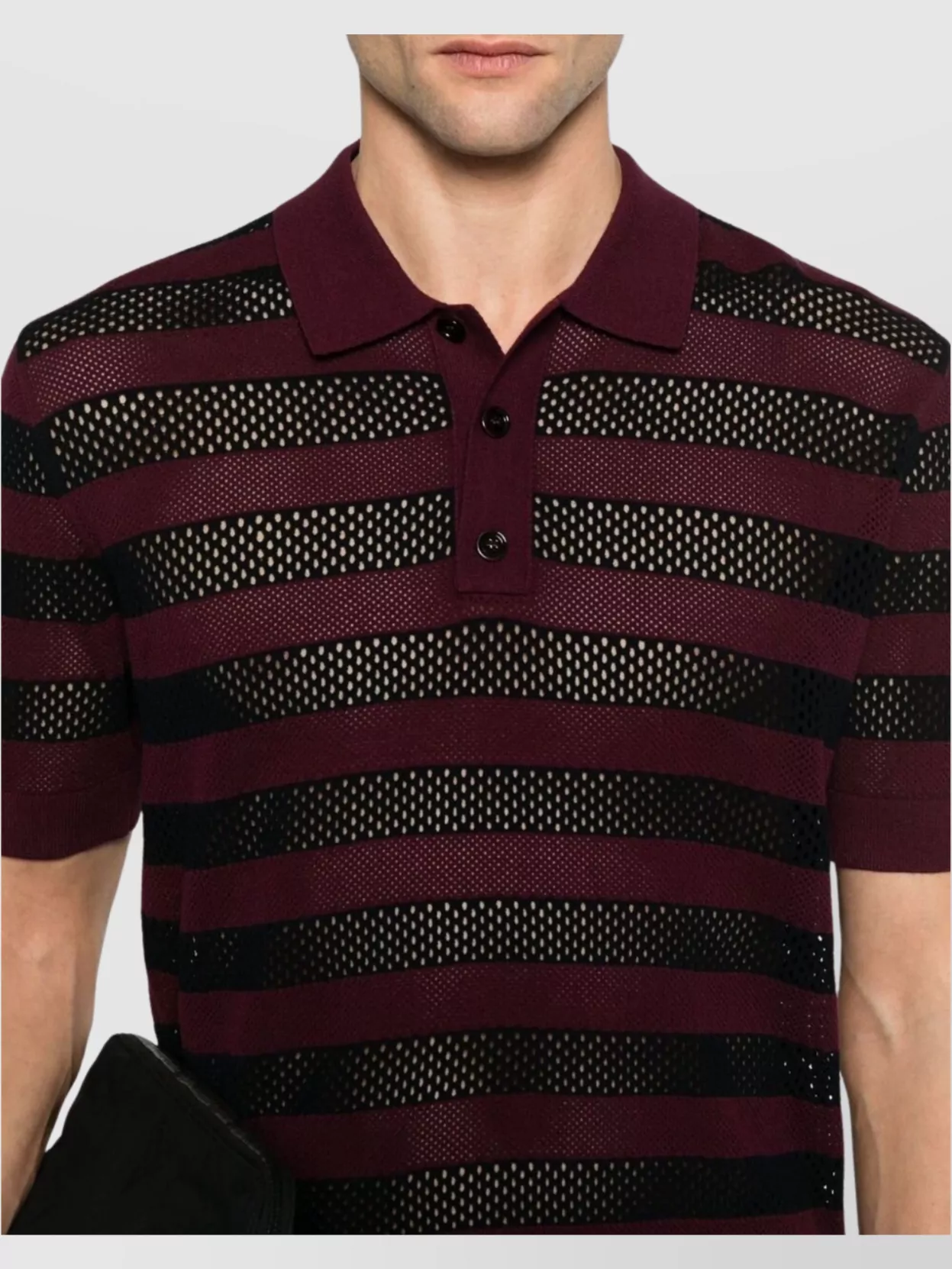 Dries Van Noten Mercy Burgundy Viscose Blend Polo Shirt In Black