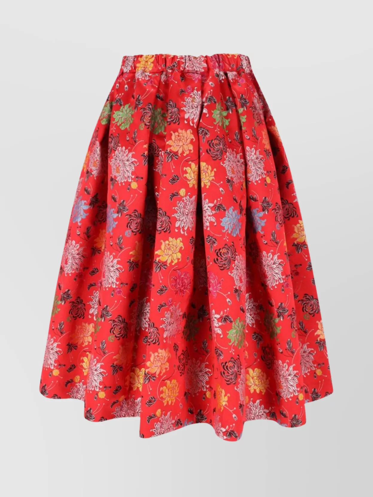 COMME DES GARÇONS A-LINE SILHOUETTE FLORAL PATTERN PLEATED SKIRT