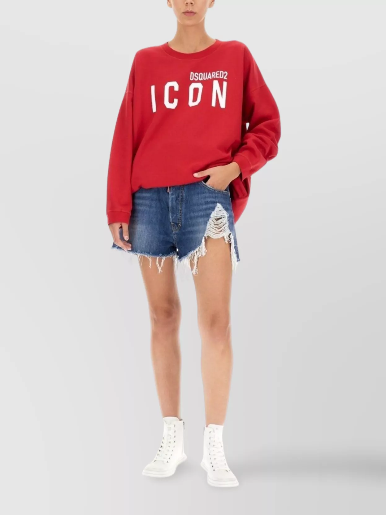 Dsquared2 "icon" Ribbed Crew Neck Sweatshirt