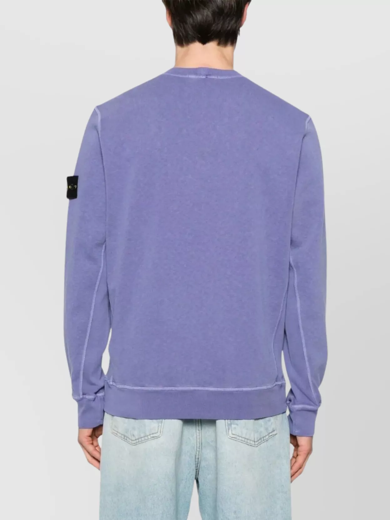Stone Island Crewneck Badge Sweatshirt Contrasting Stitching