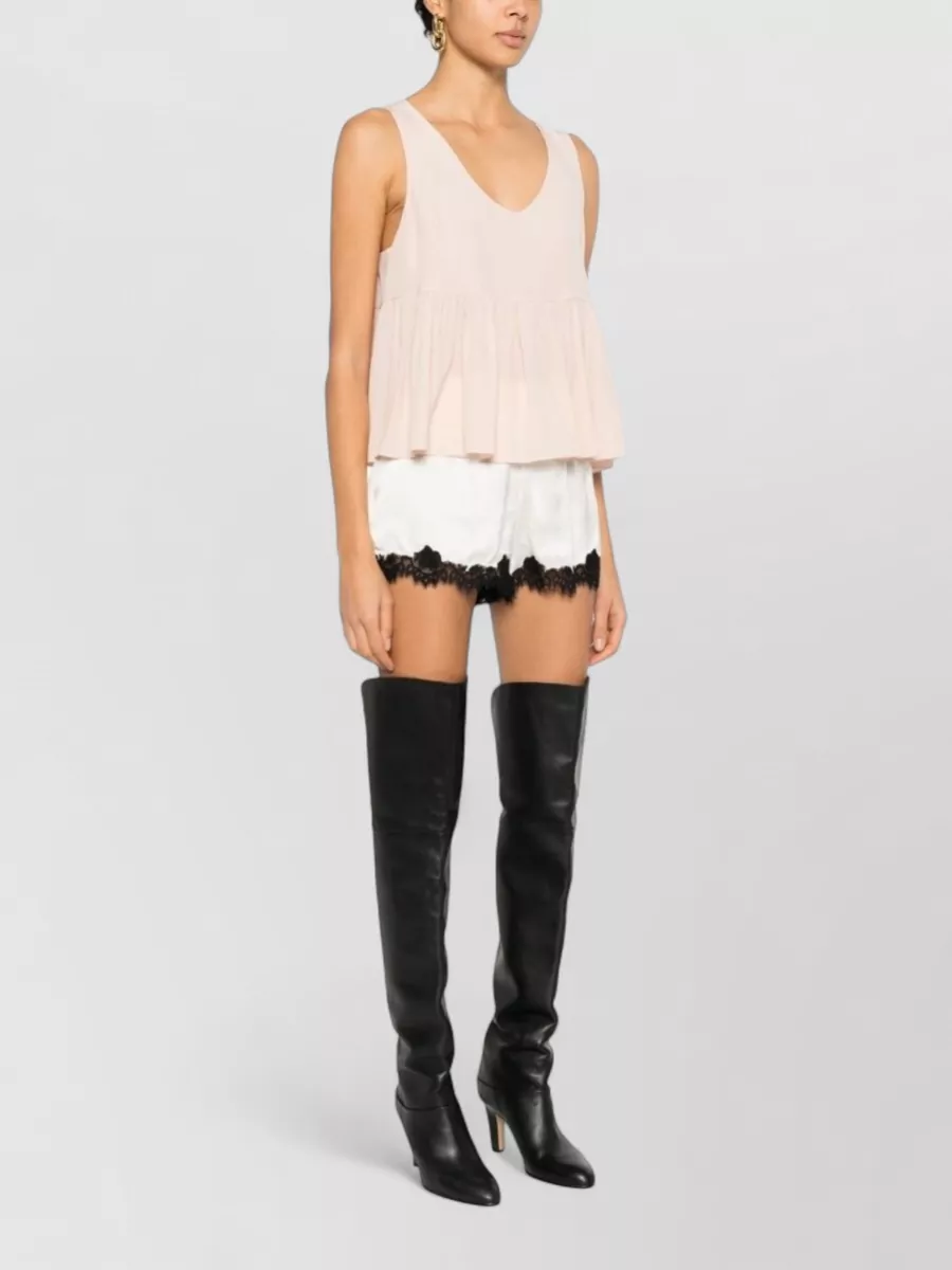 Chloé Silk Top Sleeveless V Neckline Pleated