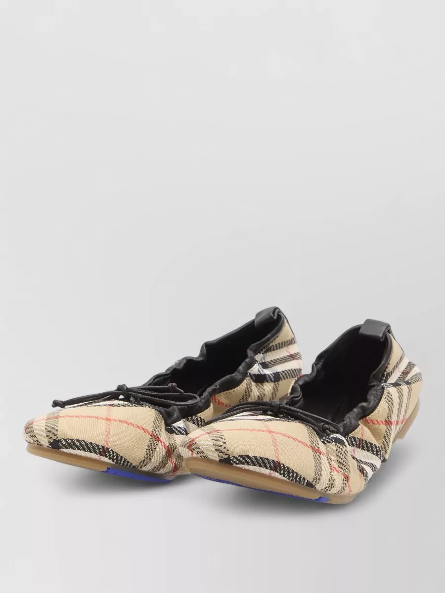 Burberry Check Pleated Ballet Flats Round Toe In Multi