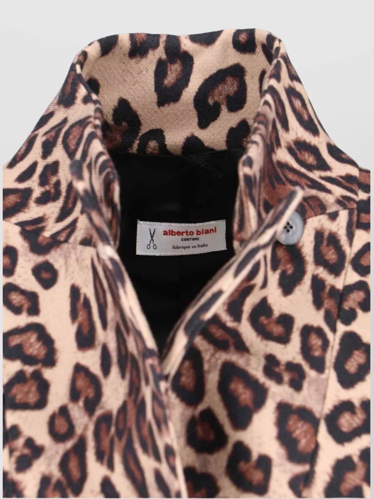 Alberto Biani Long Leopard Print Jacket With Notched Lapel