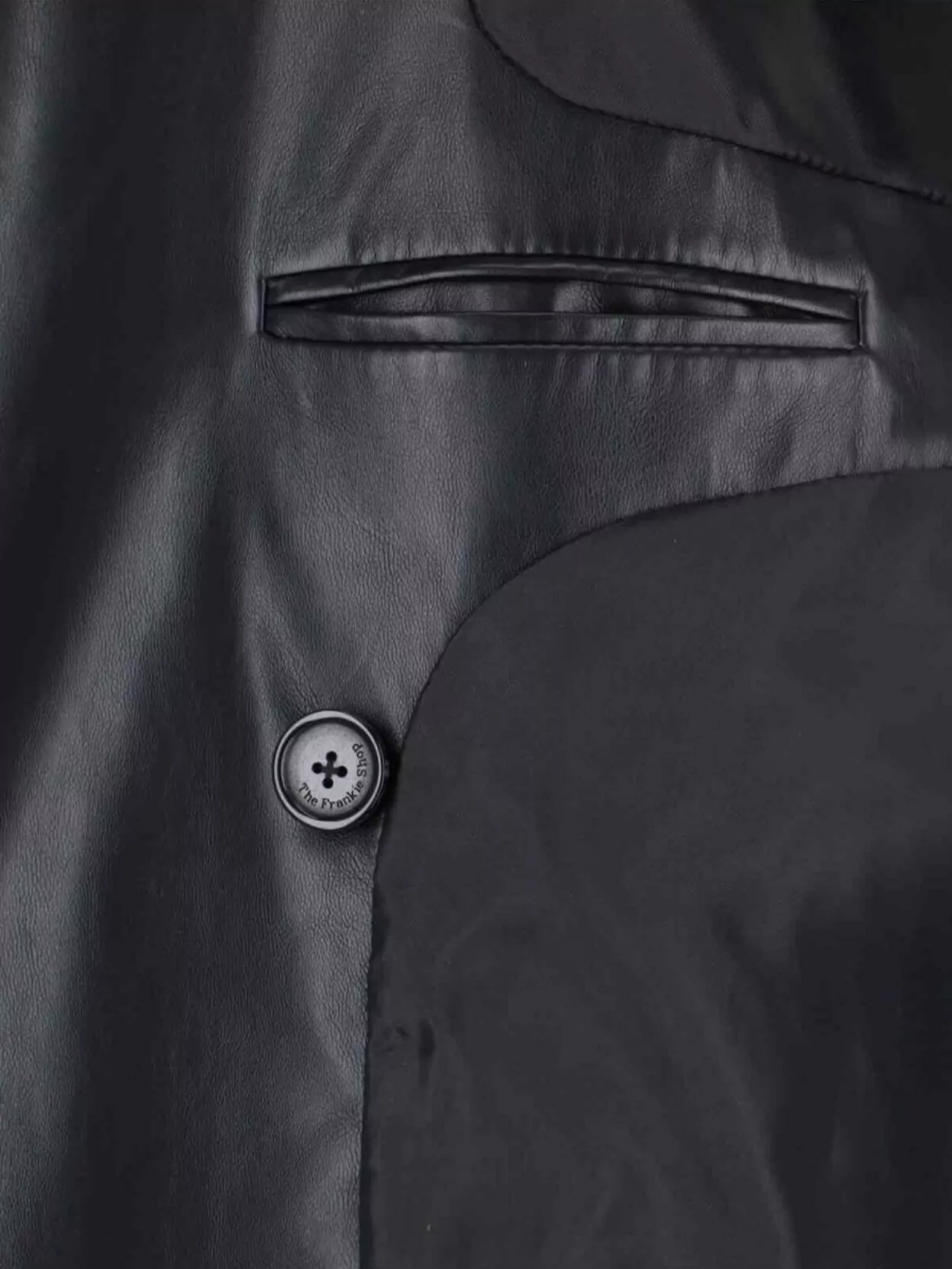 The Frankie Shop Double-breasted Faux Leather Coat With Removable Waist Belt In Blue