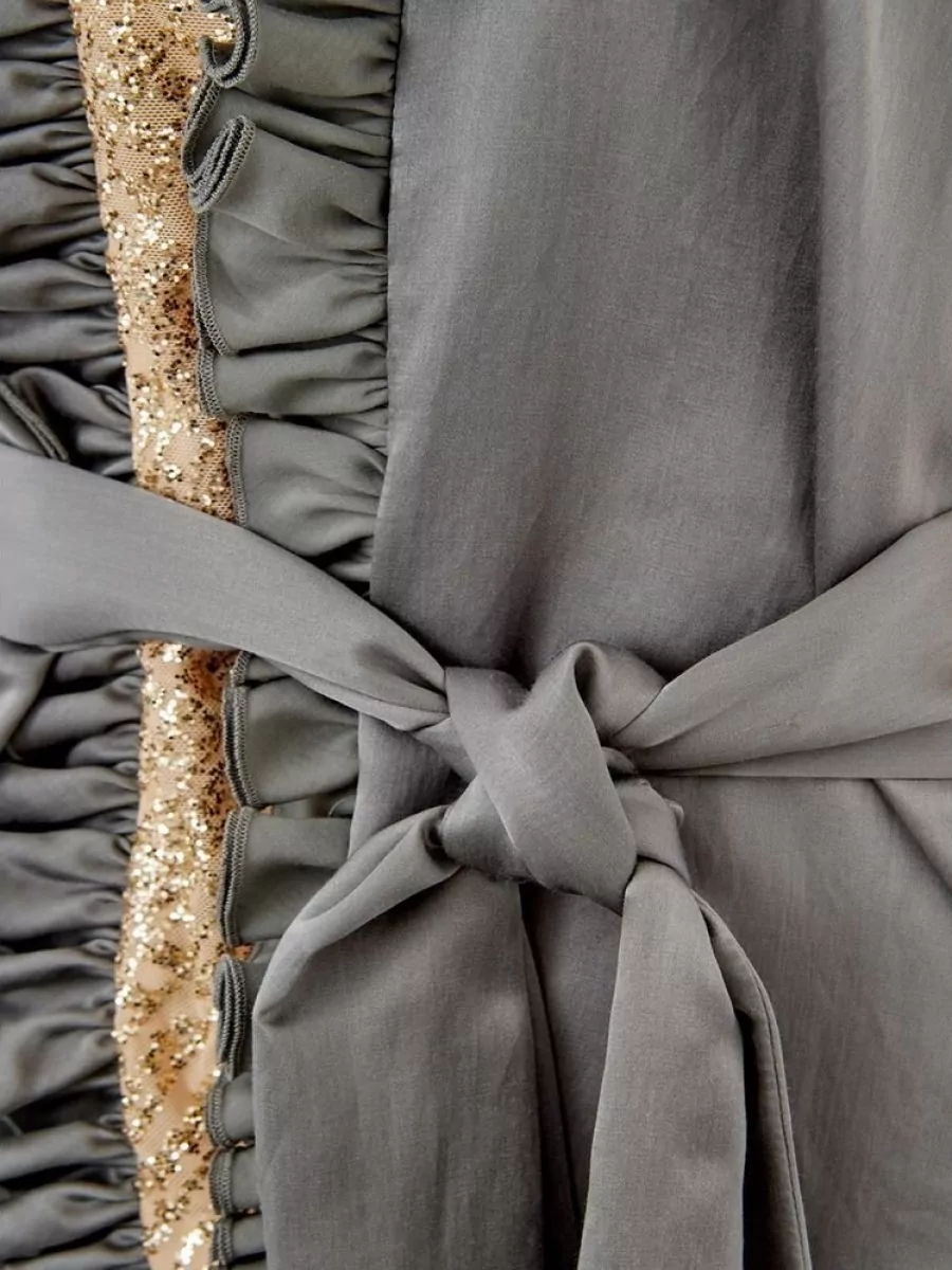 Lardini Silk Linen Ruffled Blouse