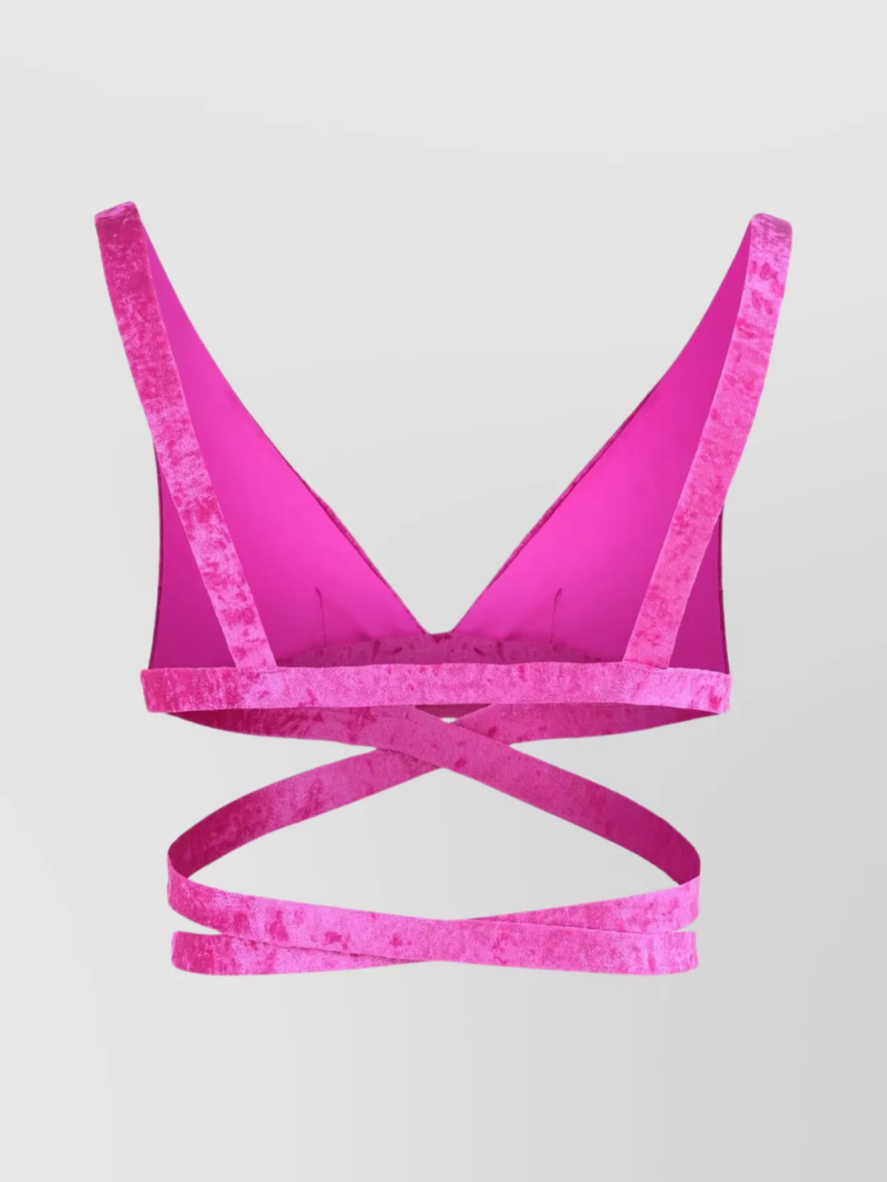 Versace Velvet Strappy Plunge Chenille Cropped Top