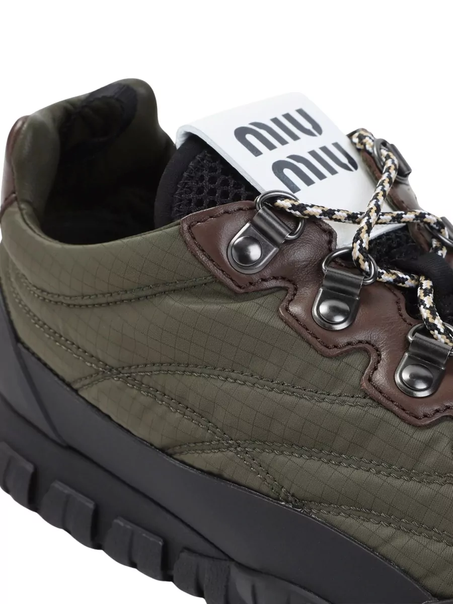 Miu Miu Ripstop Logo-Print Low-Top Sneakers
