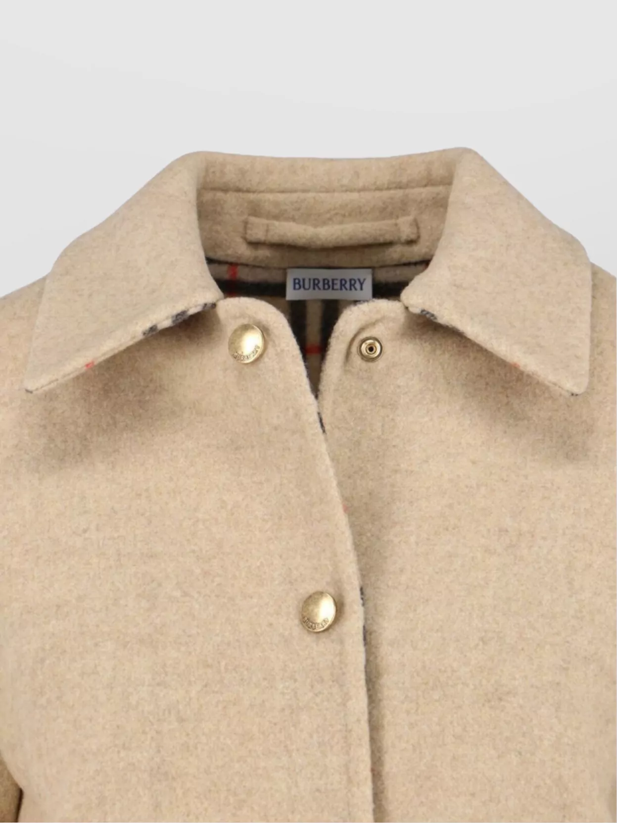 Burberry Collared Neck Jacket Side Pockets Long Sleeves