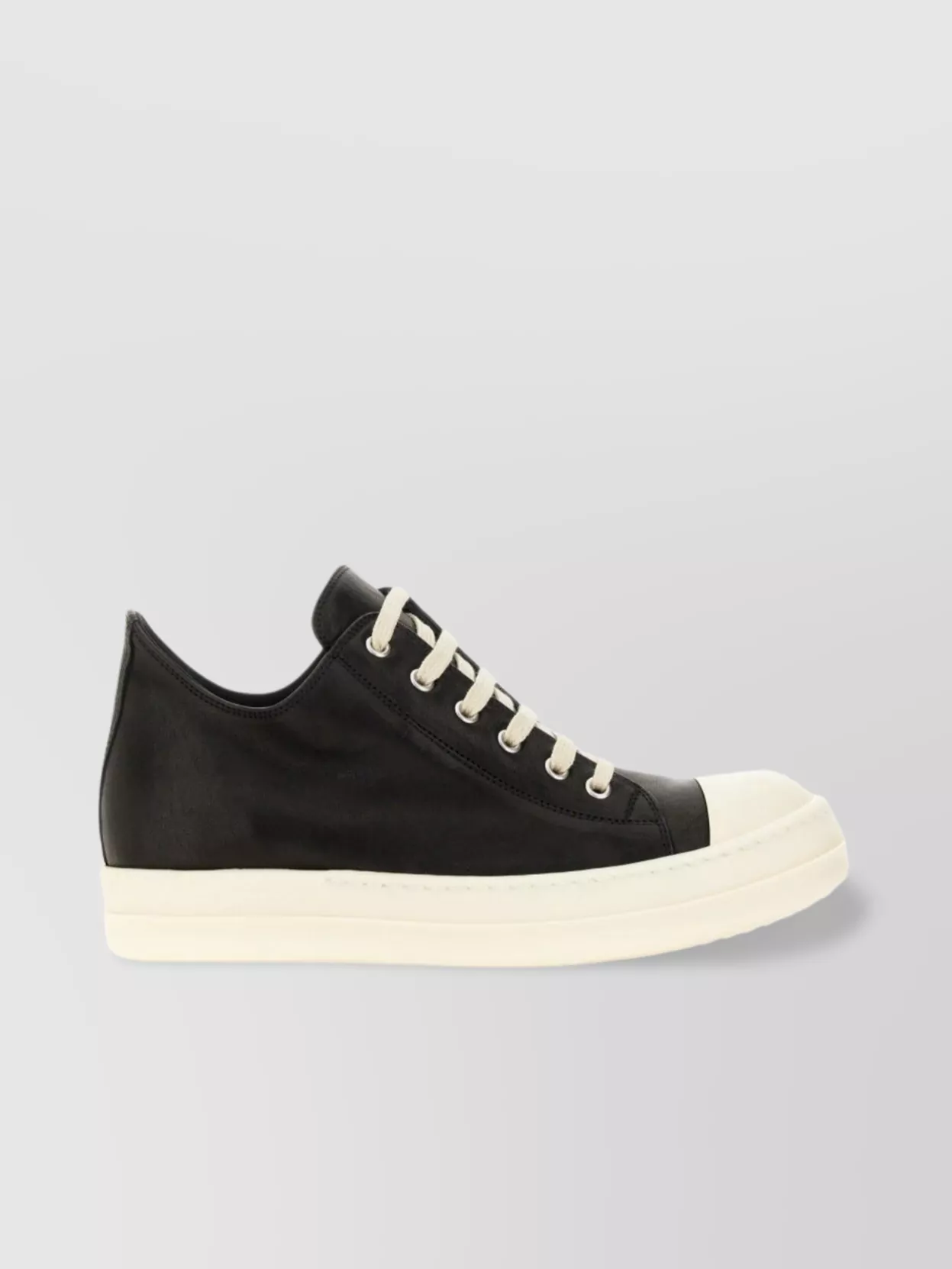 Rick Owens Leather Sneaker With Contrast Toe Cap