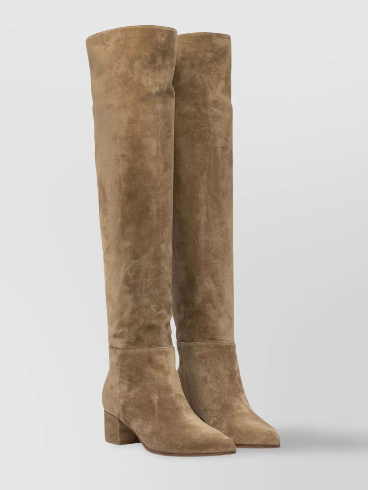 Gianvito Rossi Thigh-high Suede Block Heel Boots