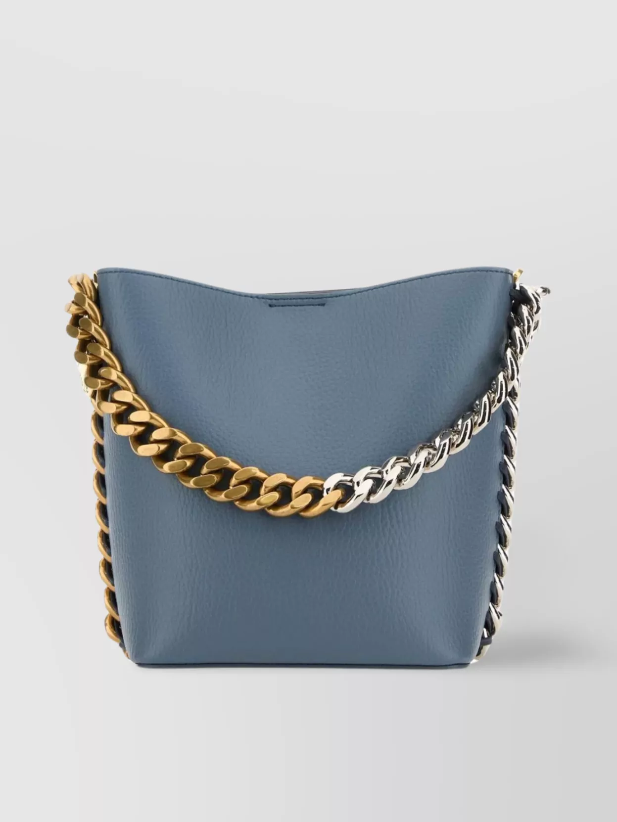 Stella Mccartney Frayme Chain-trim Bucket Bag In Blue
