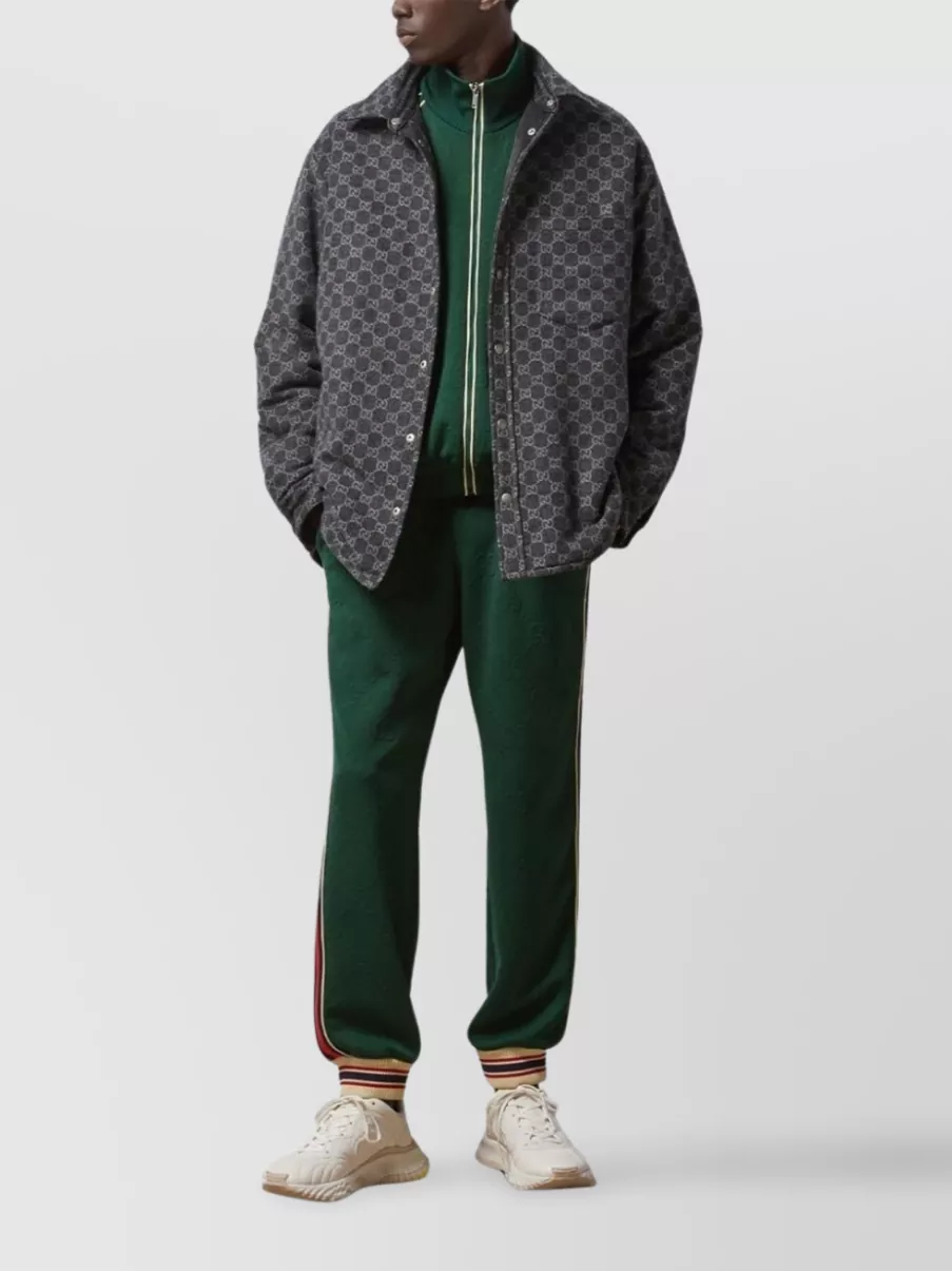 Gucci Trimmed Elastic Waistband Trousers With Ribbed Cuffs