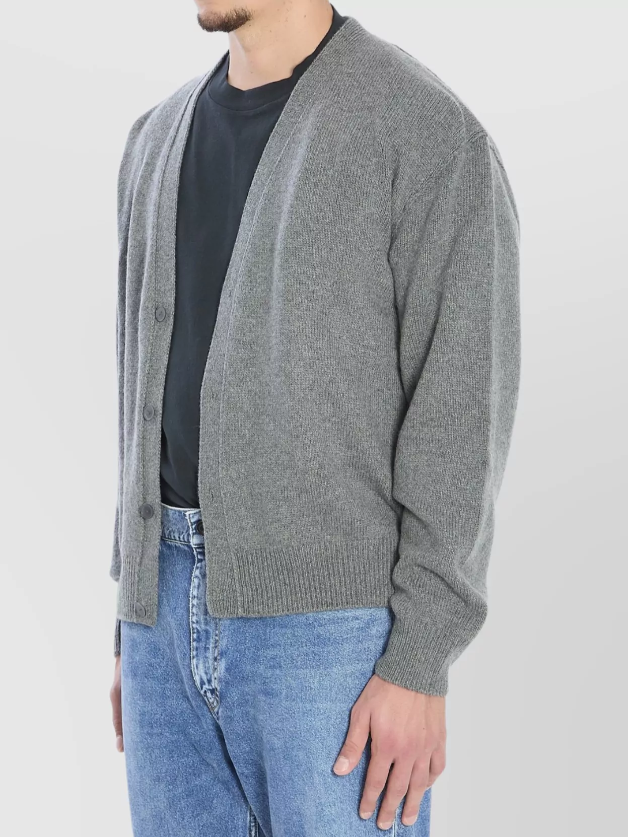 The Row V-Neck Cardigan With Ribbed Trims And Long Sleeves