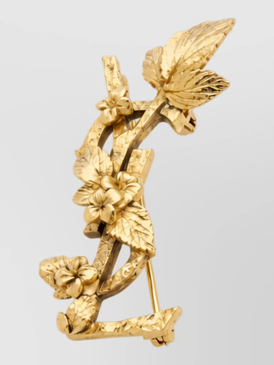 Saint Laurent metal hydrangea brooch