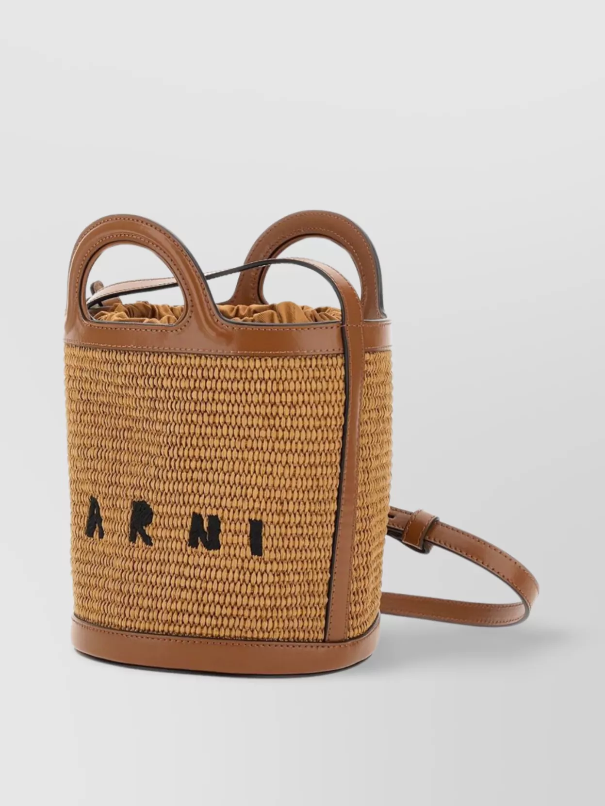 Shop Marni Raffia Biscuit Mini Bucket Bag
