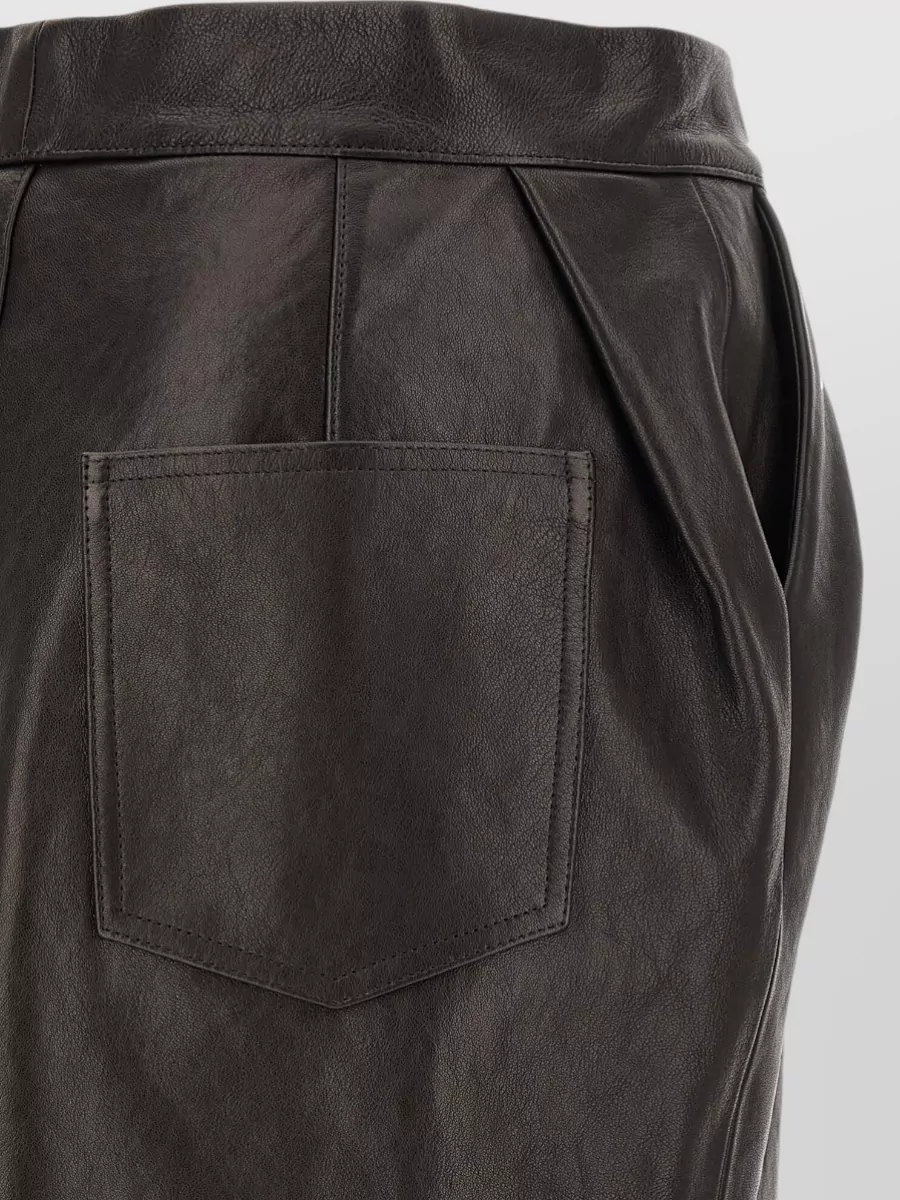 Magda Butrym Leather Pleated Mid-Rise Midi Pencil Skirt