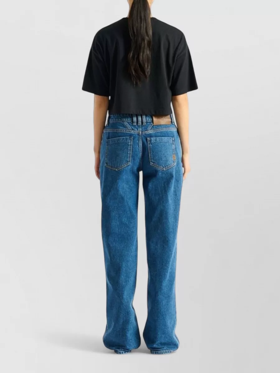 Balmain Cropped Boxy Cotton Jersey T-Shirt