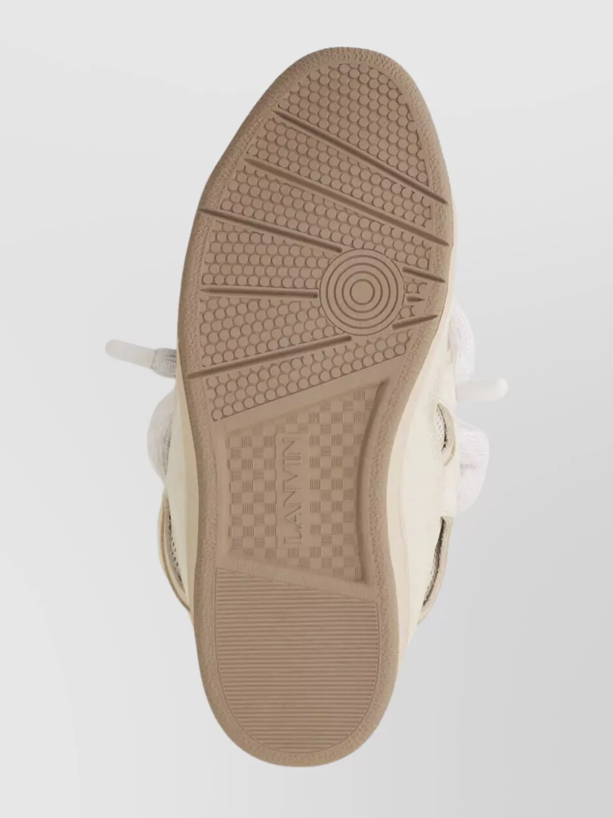 Lanvin Curb Sneakers In Leather With Snake Laces Shoes In Nude