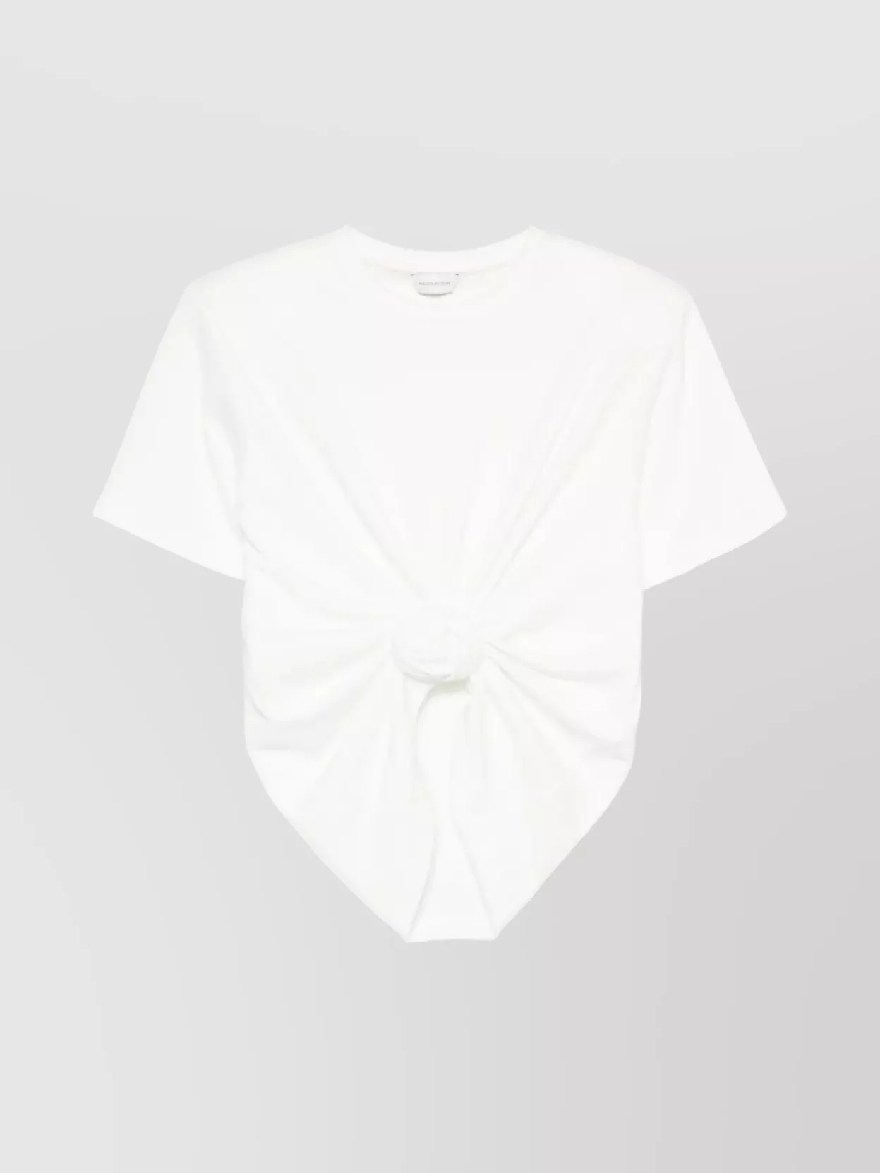 Magda Butrym Front Knot Short Sleeve Crop Top
